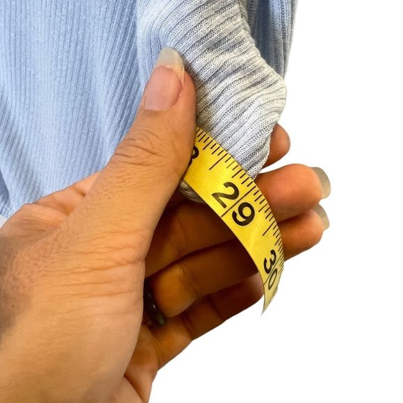 Free People Beach Blue Button Up Long Sleeve Ribbed Linen Blend Oversized Top La - Picture 7 of 7